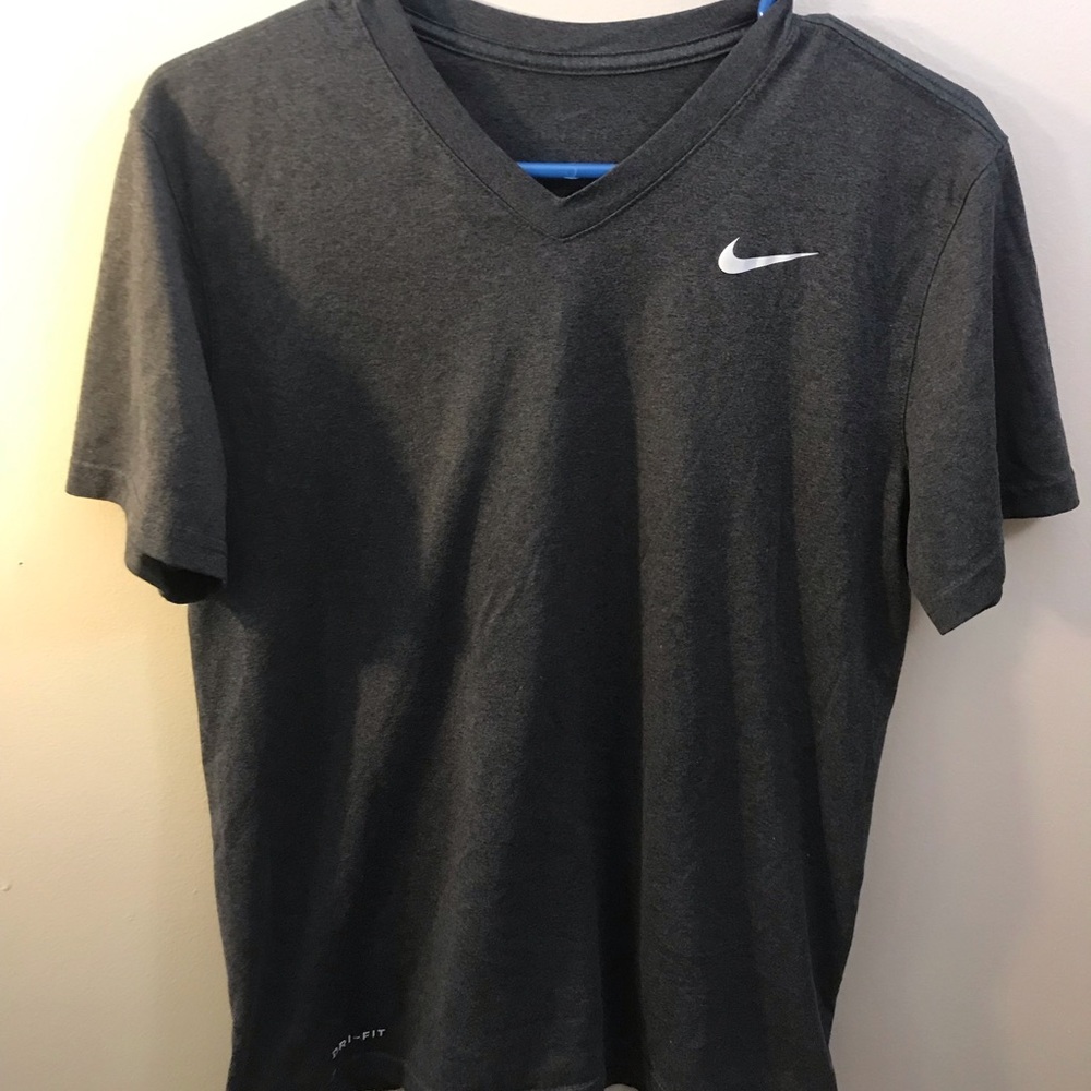 Woman’s Dark Gray Nike Dry-fit V-neck soft t-shirt